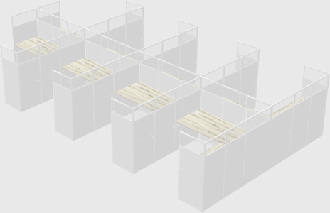 Shared l-shaped cubicle