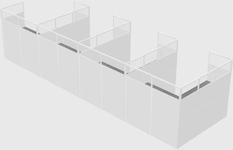Shared l-shaped cubicle