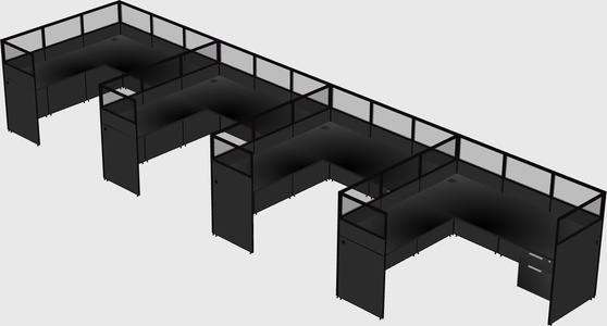 Shared l-shaped cubicle