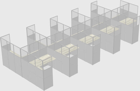 Shared l-shaped cubicle