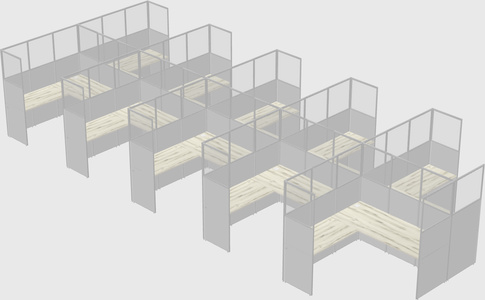 Shared l-shaped cubicle
