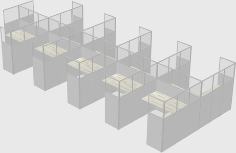 Shared l-shaped cubicle