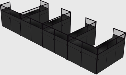 Shared l-shaped cubicle