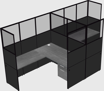 Shared l-shaped cubicle
