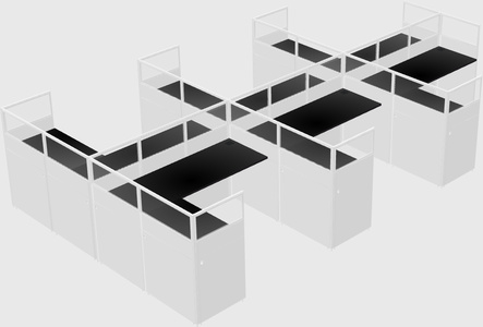 Shared l-shaped cubicle