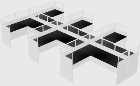 Shared l-shaped cubicle