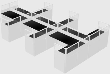 Shared l-shaped cubicle