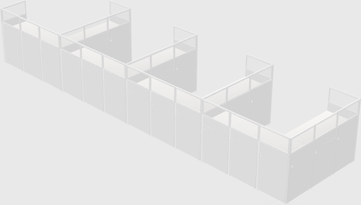 Shared l-shaped cubicle