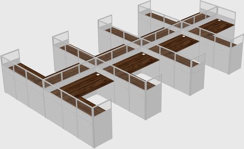 Shared l-shaped cubicle