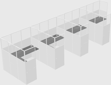 Shared l-shaped cubicle