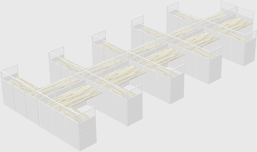 Shared l-shaped cubicle