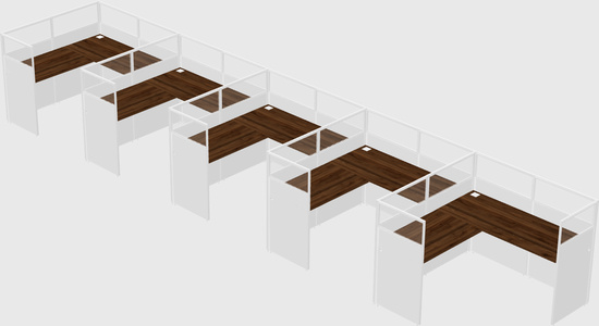 Shared l-shaped cubicle