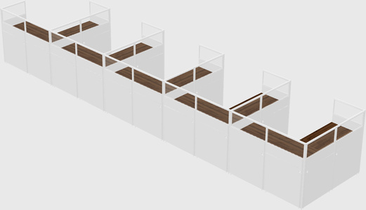 Shared l-shaped cubicle