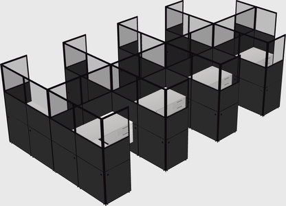 Shared l-shaped cubicle