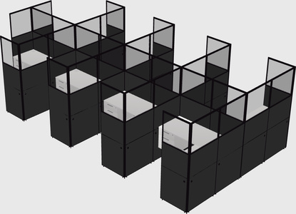 Shared l-shaped cubicle