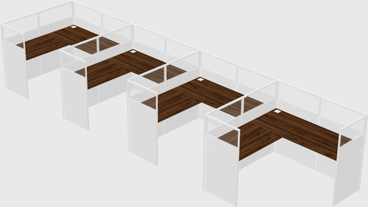 Shared l-shaped cubicle