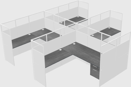 Shared l-shaped cubicle