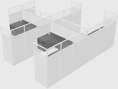 Shared l-shaped cubicle