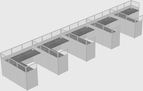 Shared l-shaped cubicle
