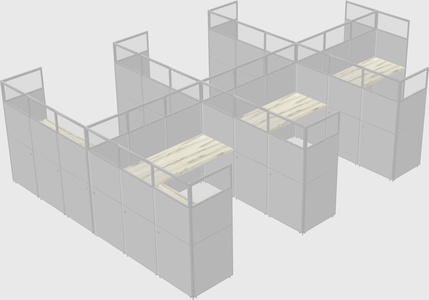 Shared l-shaped cubicle