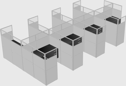 Shared l-shaped cubicle