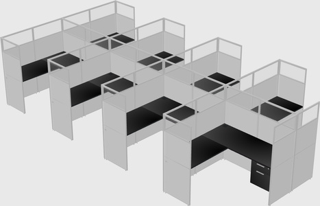 Shared l-shaped cubicle
