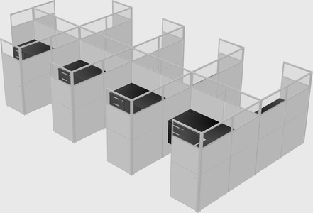 Shared l-shaped cubicle