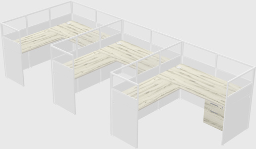 Shared l-shaped cubicle