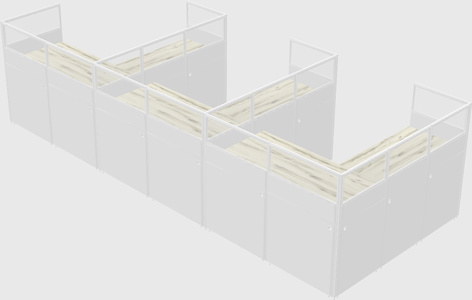 Shared l-shaped cubicle
