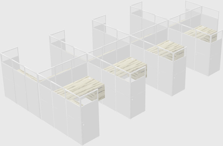 Shared l-shaped cubicle