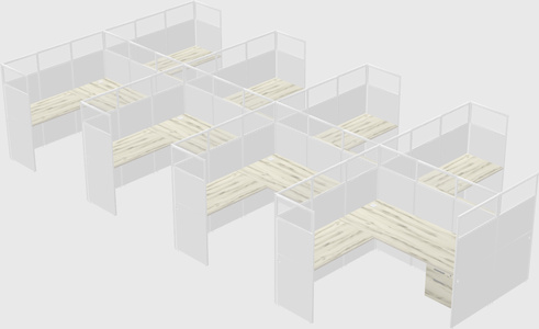 Shared l-shaped cubicle