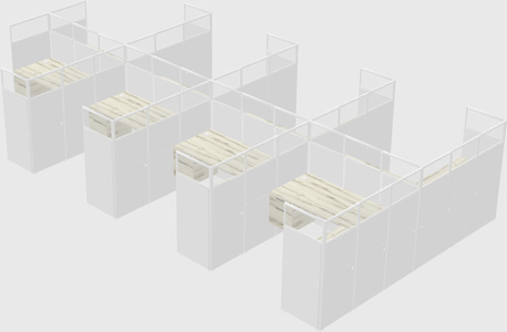 Shared l-shaped cubicle
