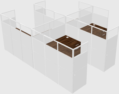 Shared l-shaped cubicle