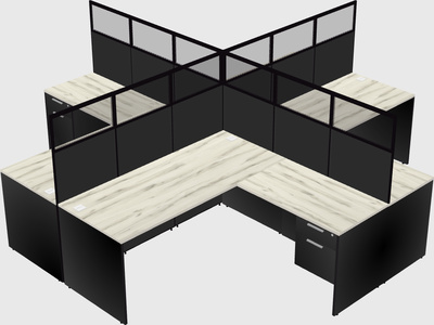 Shared l-shaped cubicles