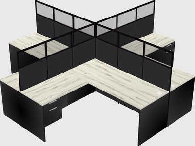 Shared l-shaped cubicles