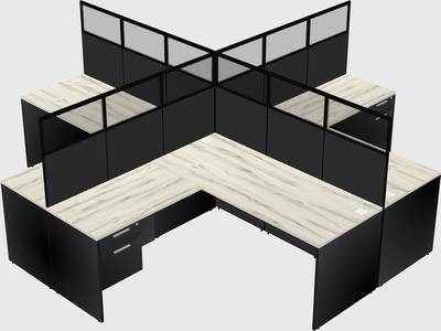 Shared l-shaped cubicles