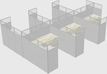 Shared l-shaped cubicle