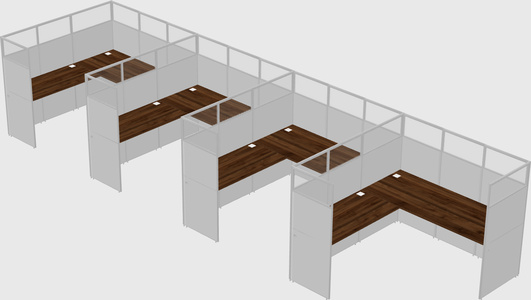 Shared l-shaped cubicle
