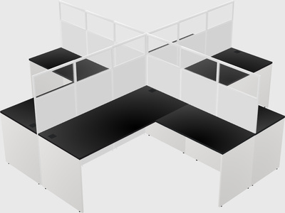 Shared l-shaped cubicles