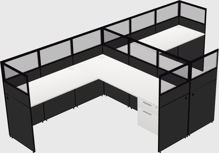 Shared l-shaped cubicle