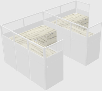 Shared l-shaped cubicle