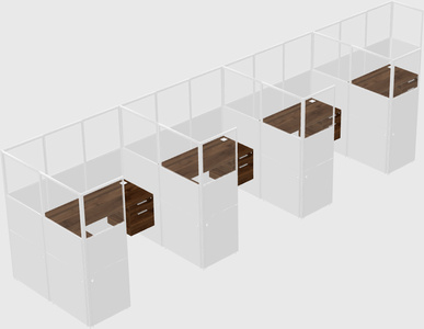 Shared l-shaped cubicle