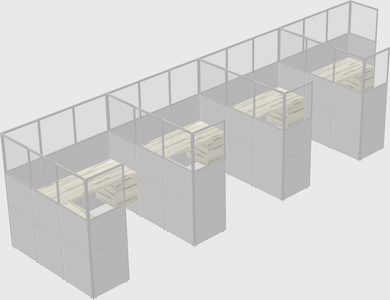 Shared l-shaped cubicle