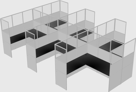 Shared l-shaped cubicle