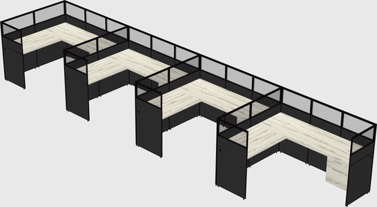 Shared l-shaped cubicle