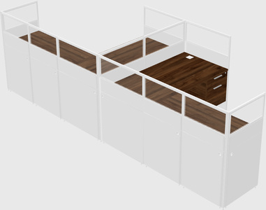 Shared l-shaped cubicle