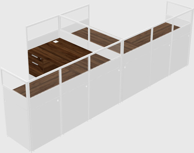 Shared l-shaped cubicle