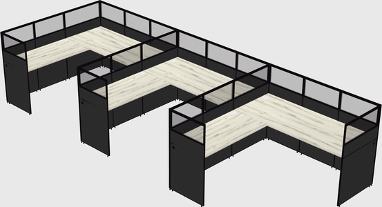 Shared l-shaped cubicle