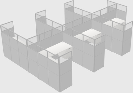 Shared l-shaped cubicle