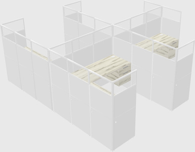 Shared l-shaped cubicle
